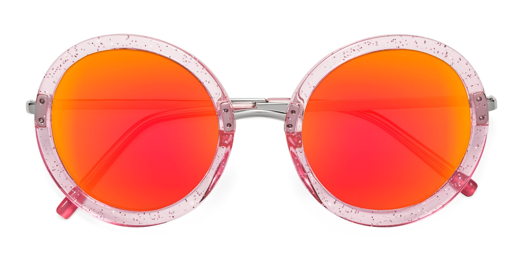 Folded Front of Bloom in Transparent Pearl Pink with Red Gold Mirrored Lenses