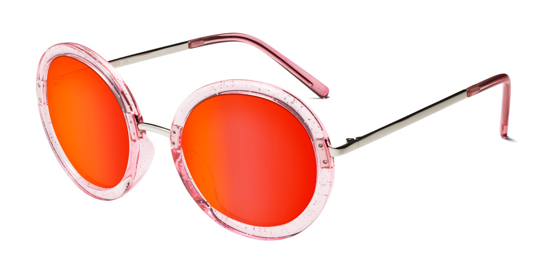Angle of Bloom in Transparent Pearl Pink with Red Gold Mirrored Lenses