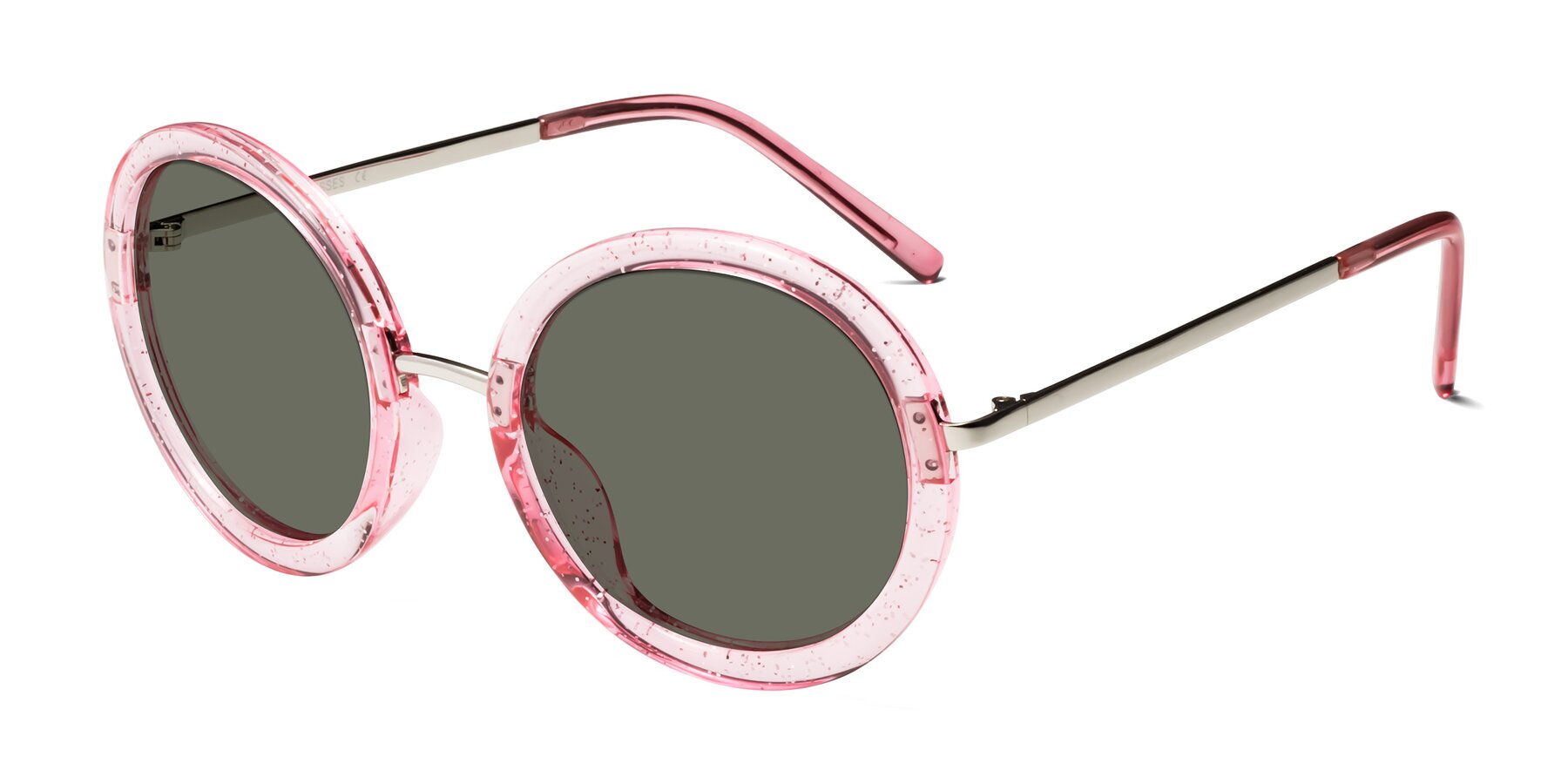 Angle of Bloom in Transparent Pearl Pink with Gray Polarized Lenses