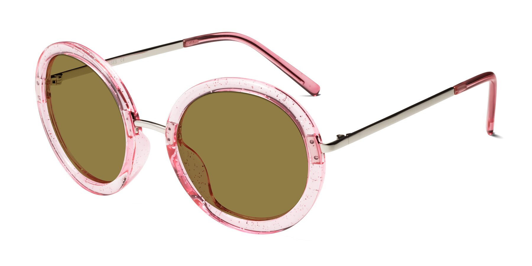 Angle of Bloom in Transparent Pearl Pink with Brown Polarized Lenses