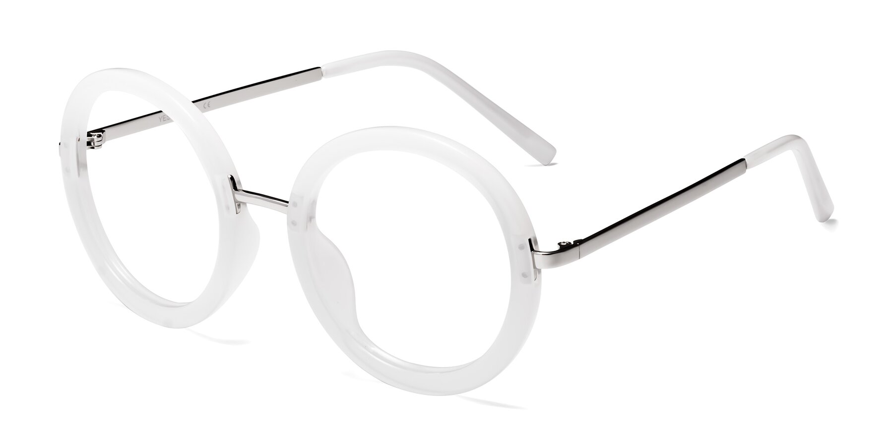 Angle of Bloom in Transparent Glacier Grey with Clear Eyeglass Lenses