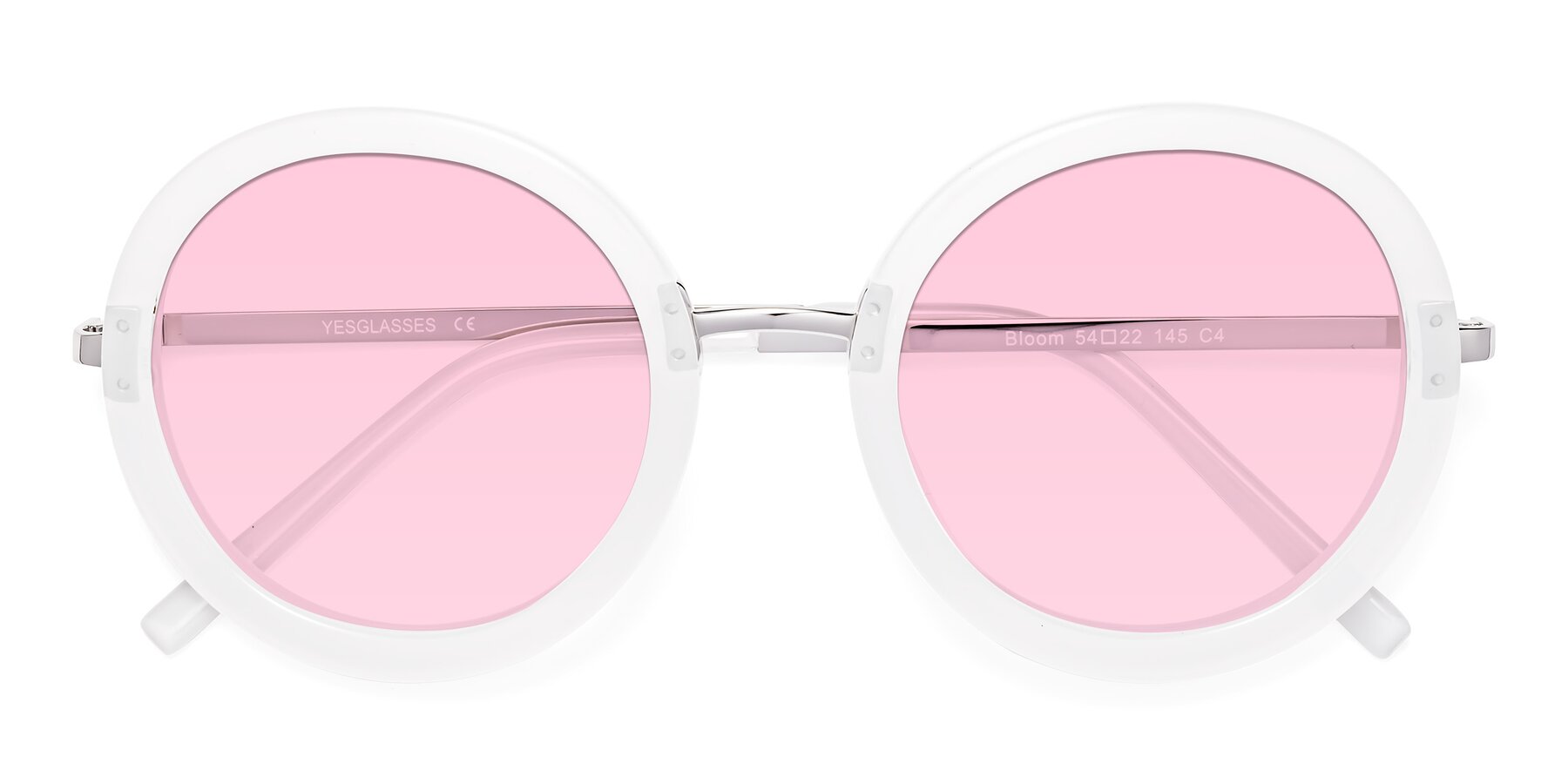 Folded Front of Bloom in Transparent Glacier Grey with Light Pink Tinted Lenses