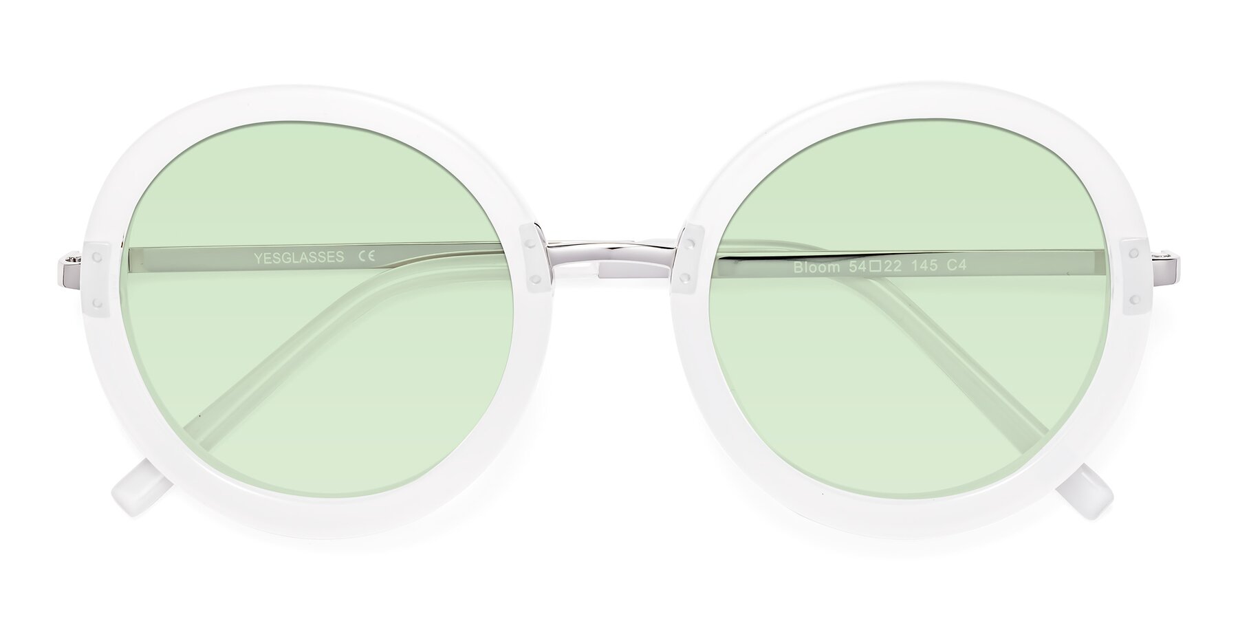 Folded Front of Bloom in Transparent Glacier Grey with Light Green Tinted Lenses
