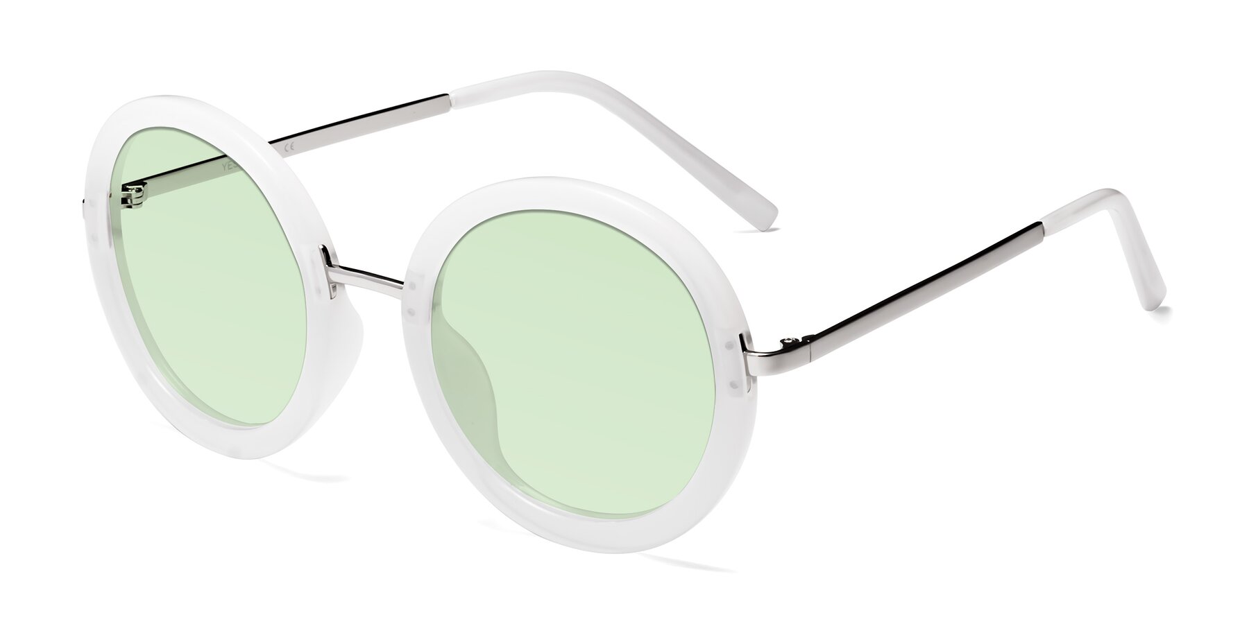 Angle of Bloom in Transparent Glacier Grey with Light Green Tinted Lenses
