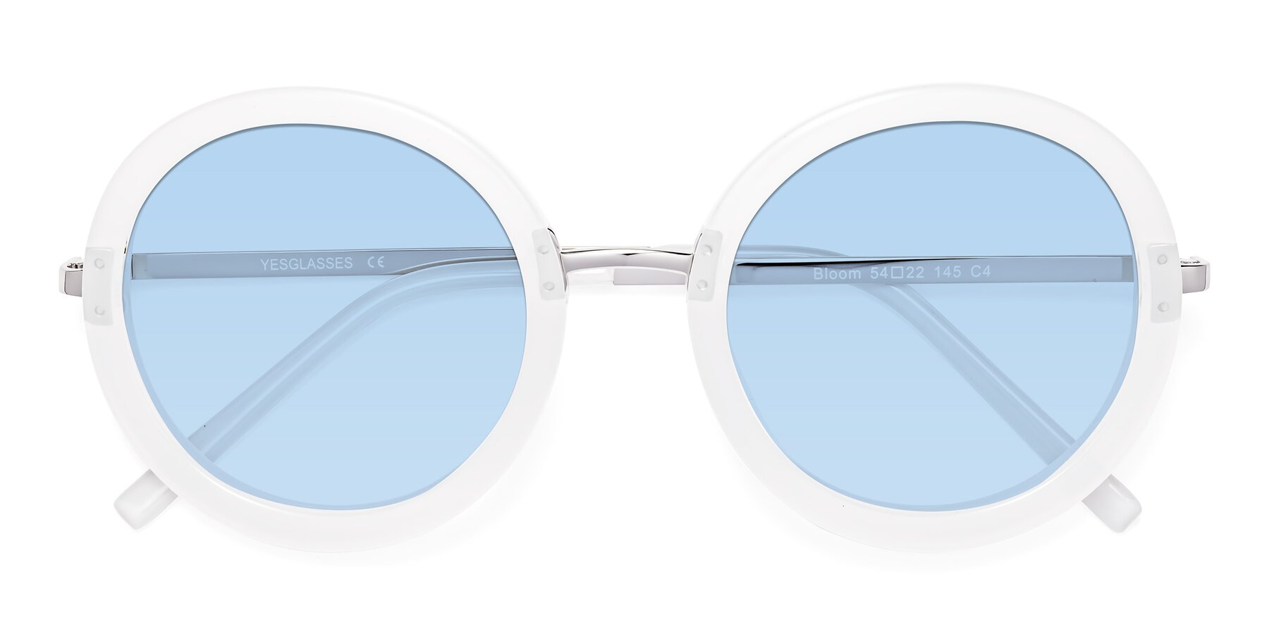 Folded Front of Bloom in Transparent Glacier Grey with Light Blue Tinted Lenses