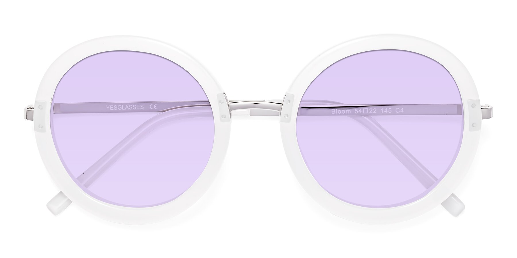 Folded Front of Bloom in Transparent Glacier Grey with Light Purple Tinted Lenses