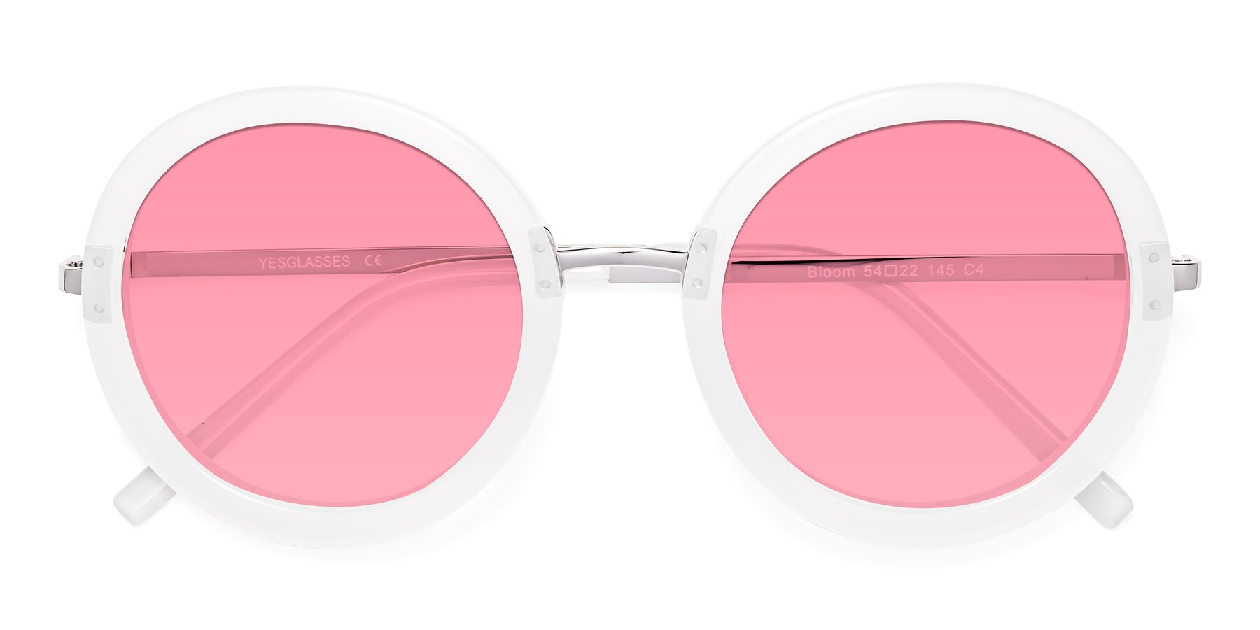 Folded Front of Bloom in Transparent Glacier Grey with Pink Tinted Lenses