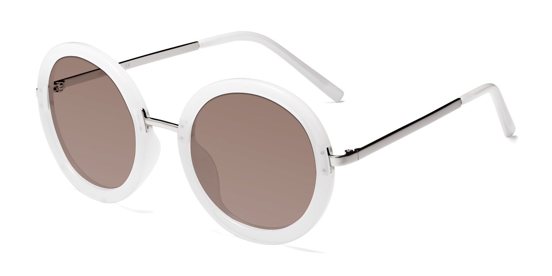 Angle of Bloom in Transparent Glacier Grey with Medium Brown Tinted Lenses