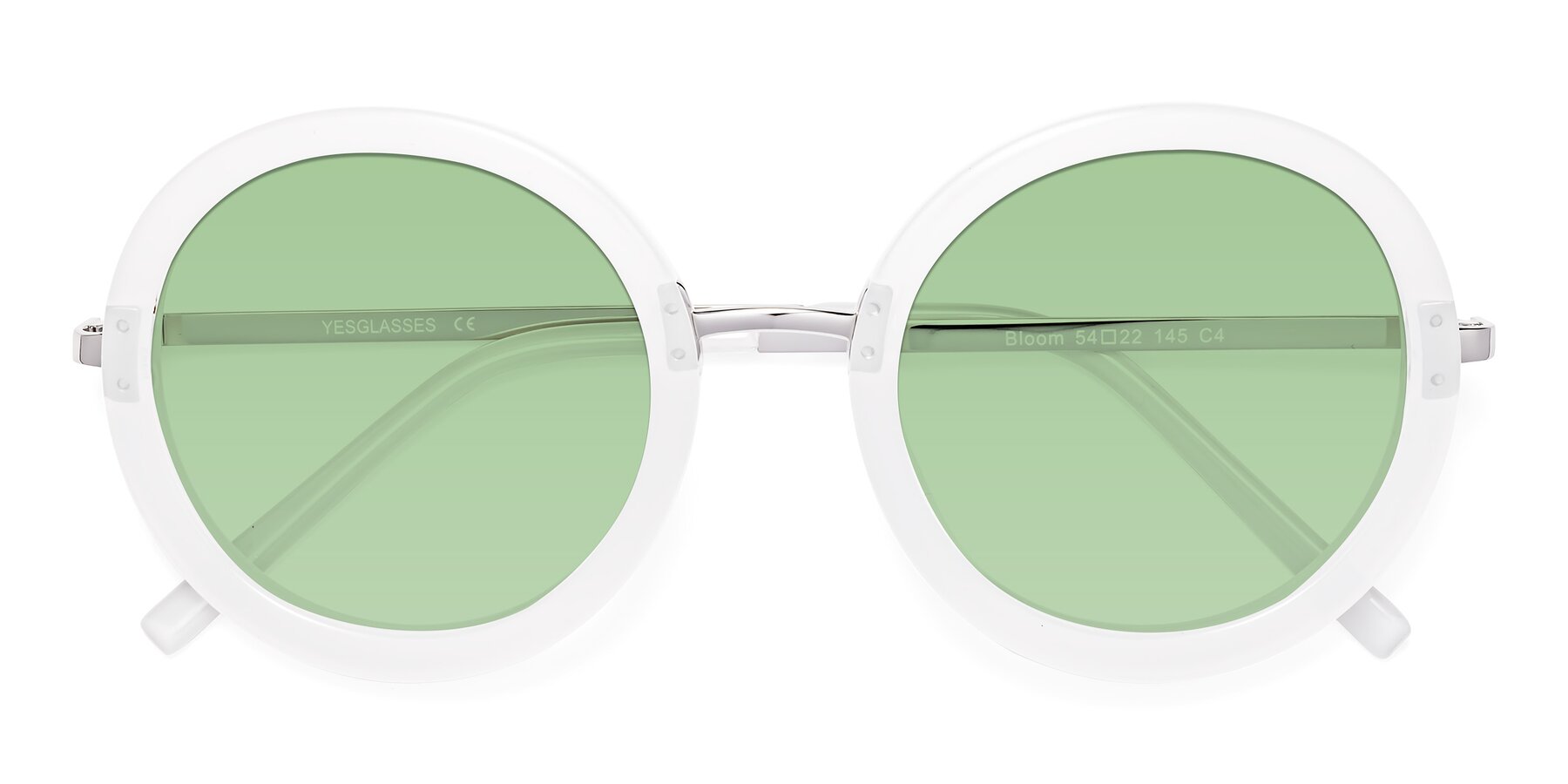 Folded Front of Bloom in Transparent Glacier Grey with Medium Green Tinted Lenses