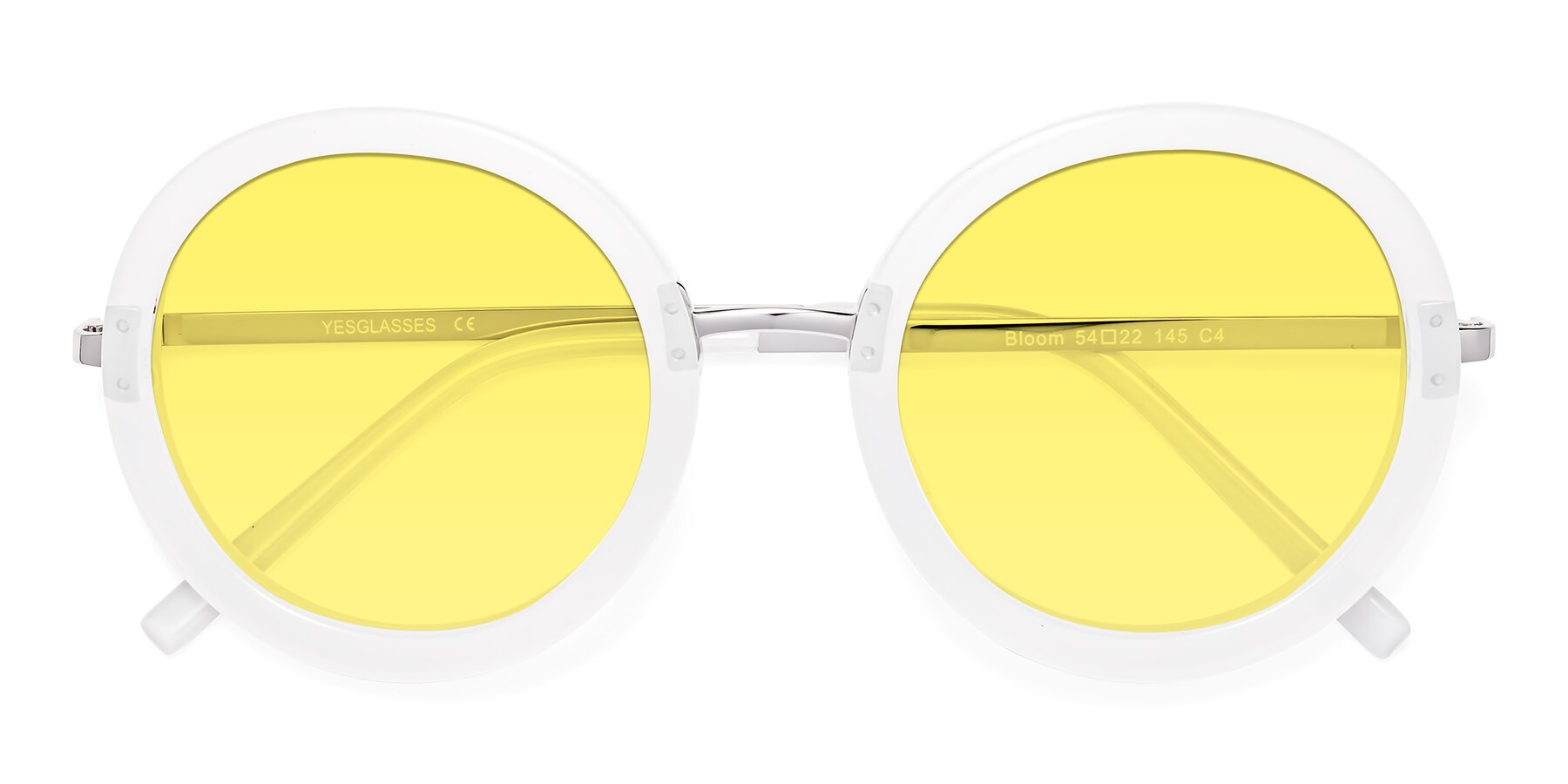 Folded Front of Bloom in Transparent Glacier Grey with Medium Yellow Tinted Lenses
