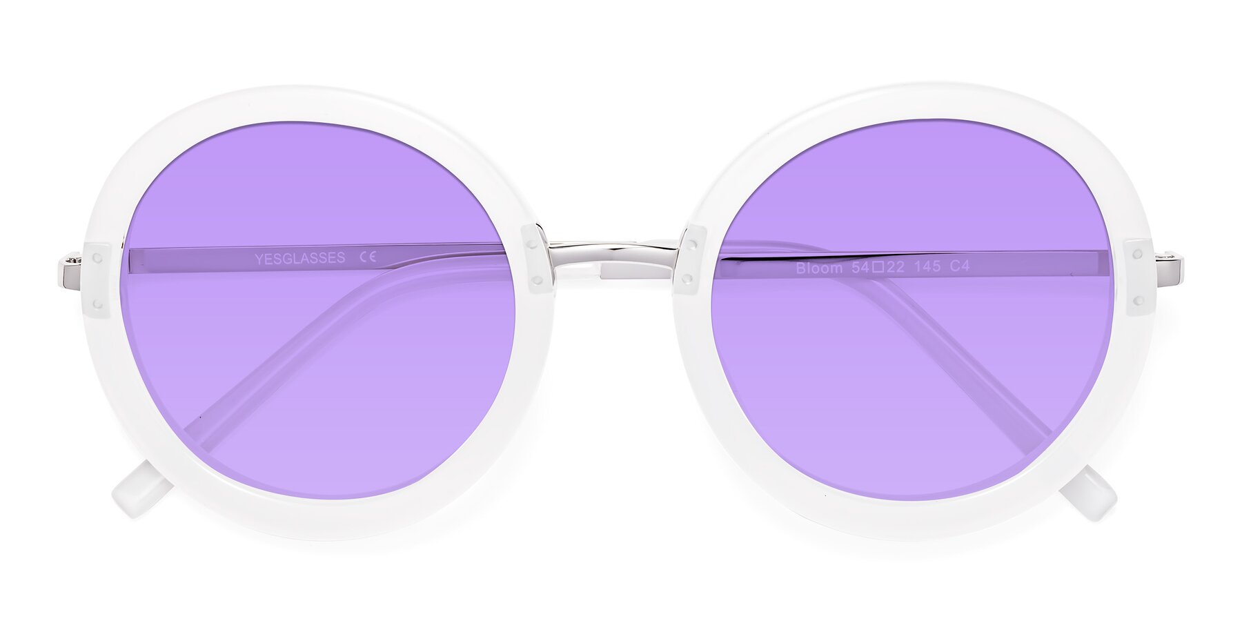 Folded Front of Bloom in Transparent Glacier Grey with Medium Purple Tinted Lenses