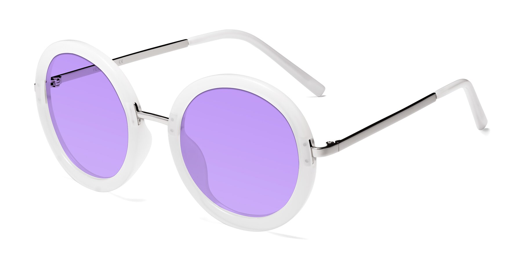 Angle of Bloom in Transparent Glacier Grey with Medium Purple Tinted Lenses