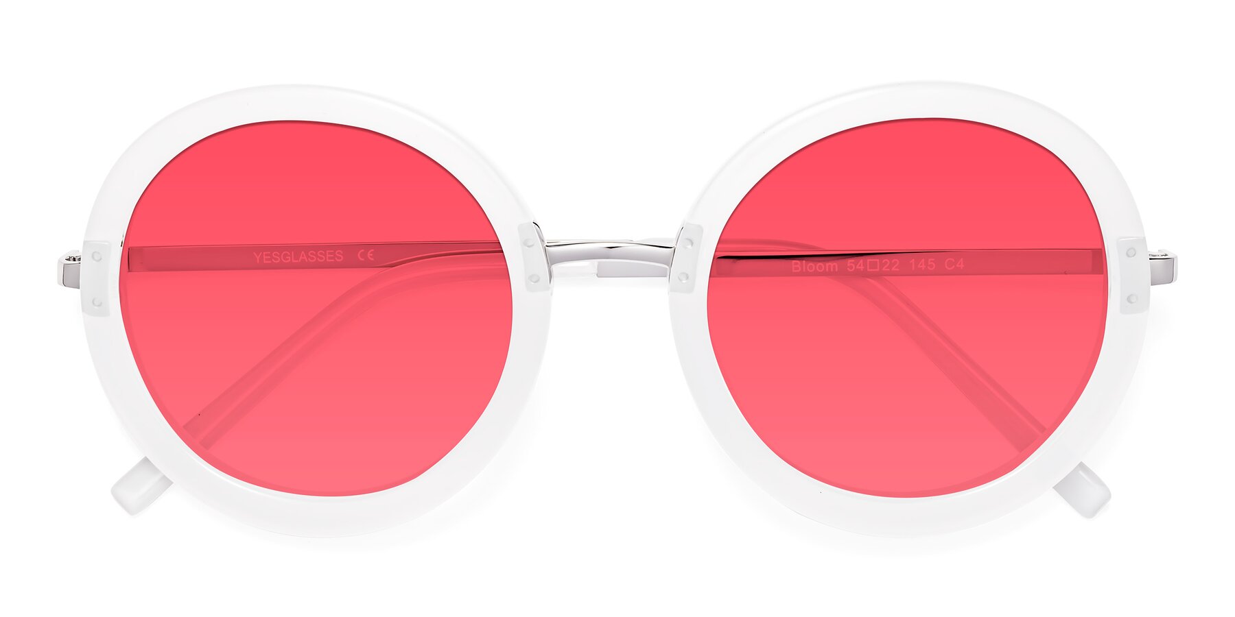 Folded Front of Bloom in Transparent Glacier Grey with Red Tinted Lenses