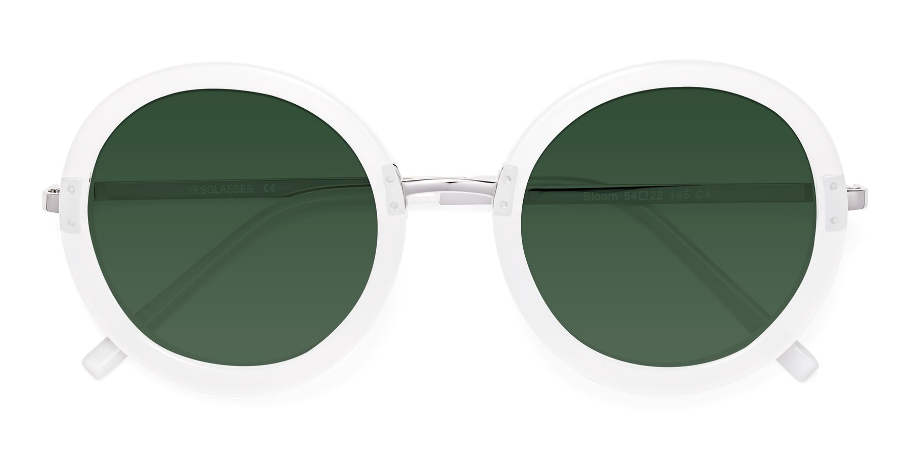 Folded Front of Bloom in Transparent Glacier Grey with Green Tinted Lenses