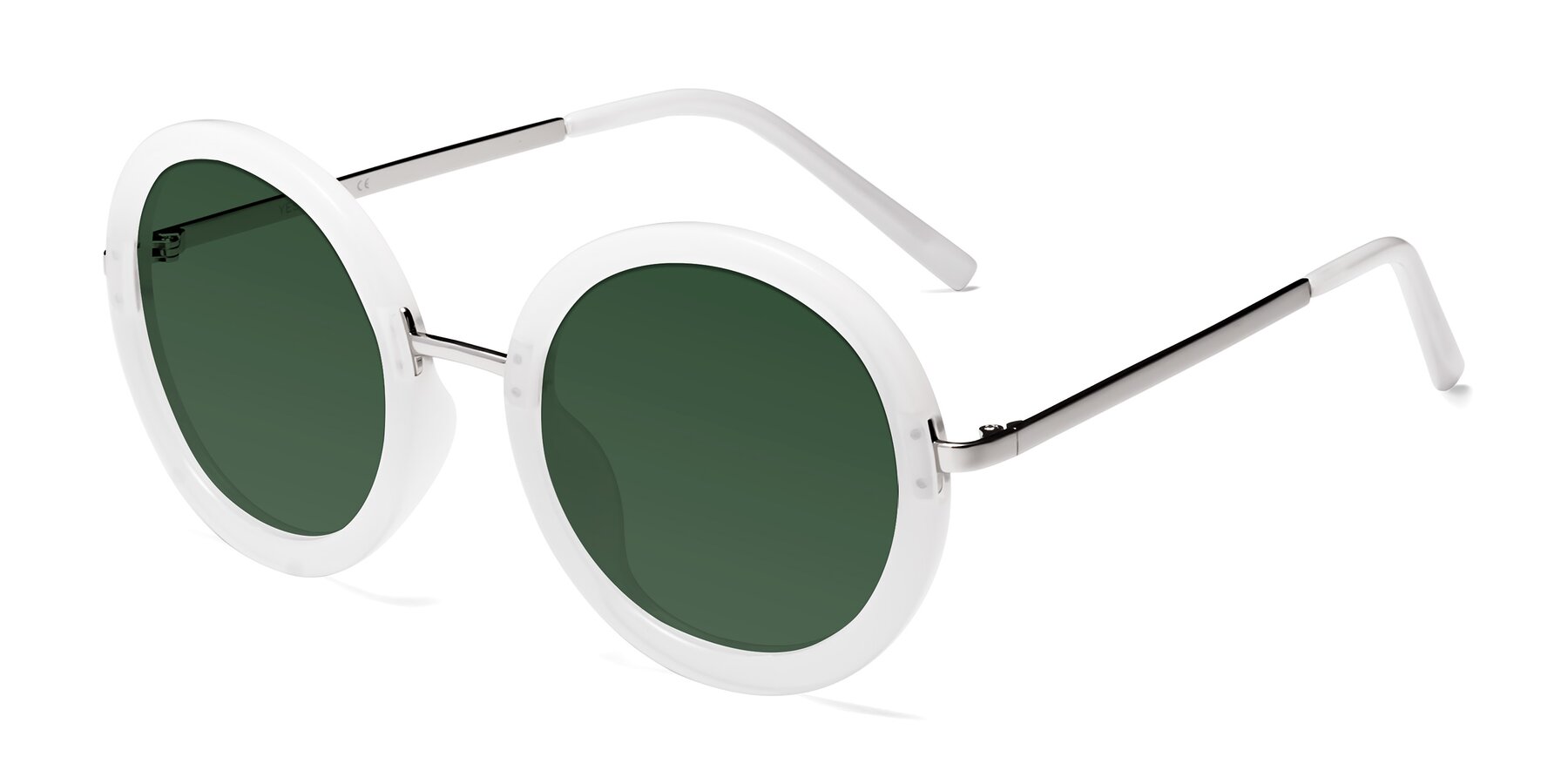 Angle of Bloom in Transparent Glacier Grey with Green Tinted Lenses