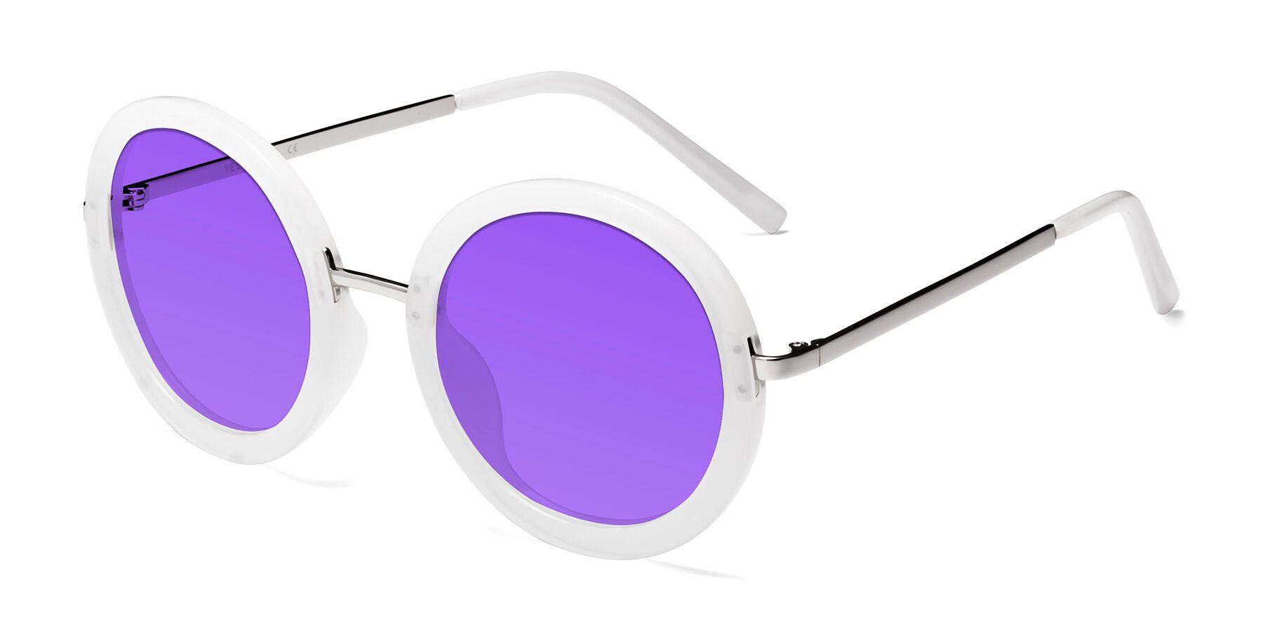 Angle of Bloom in Transparent Glacier Grey with Purple Tinted Lenses