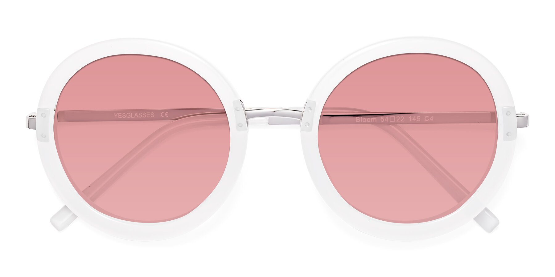 Folded Front of Bloom in Transparent Glacier Grey with Medium Garnet Tinted Lenses