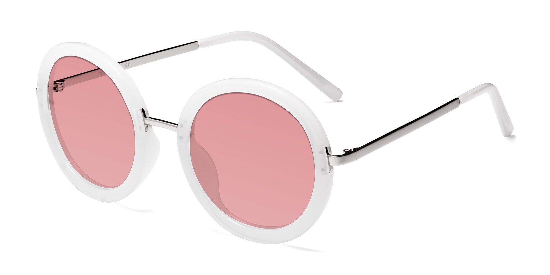 Angle of Bloom in Transparent Glacier Grey with Medium Garnet Tinted Lenses