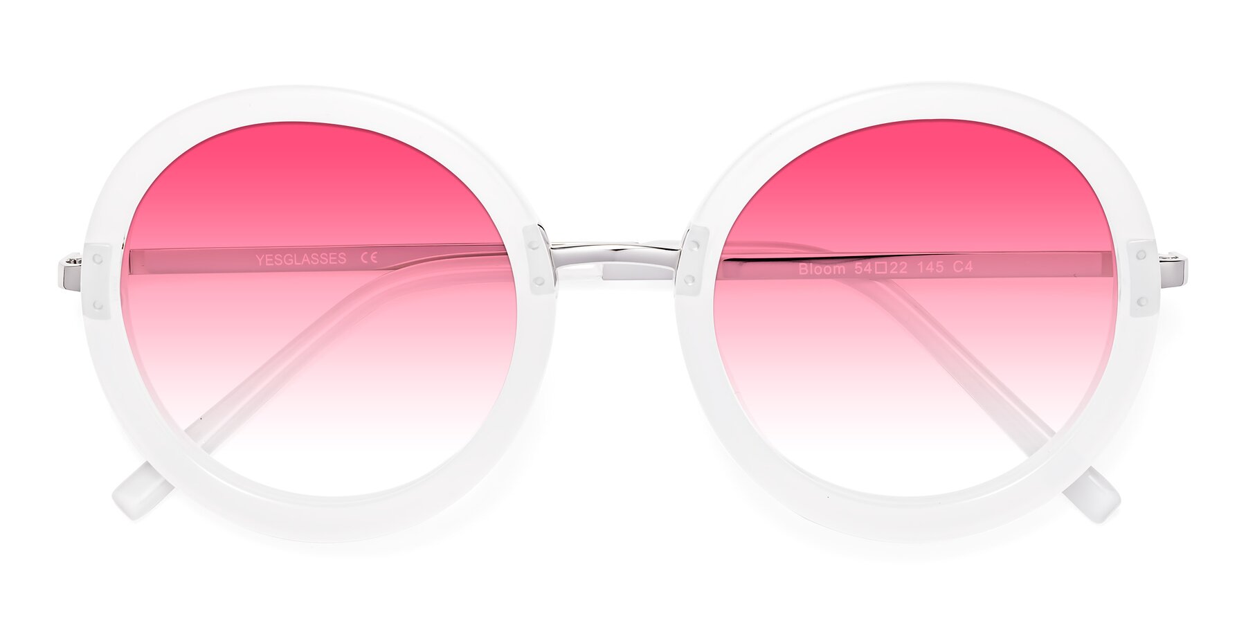 Folded Front of Bloom in Transparent Glacier Grey with Pink Gradient Lenses