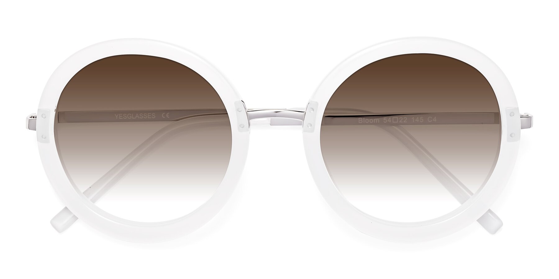 Folded Front of Bloom in Transparent Glacier Grey with Brown Gradient Lenses