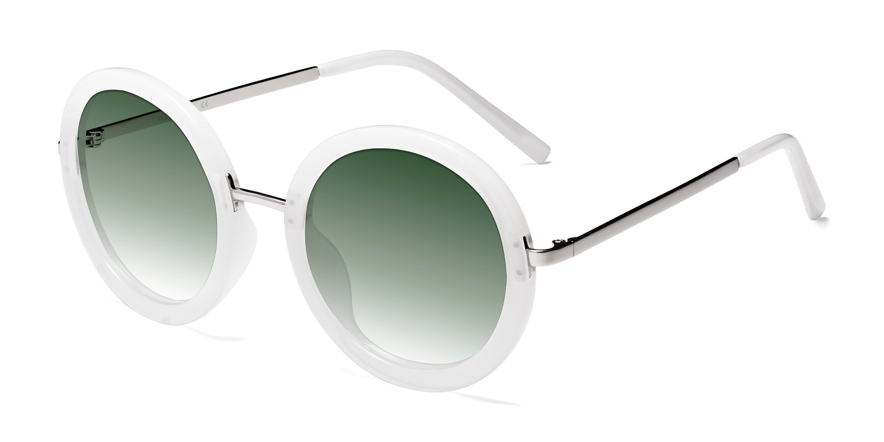 Angle of Bloom in Transparent Glacier Grey with Green Gradient Lenses