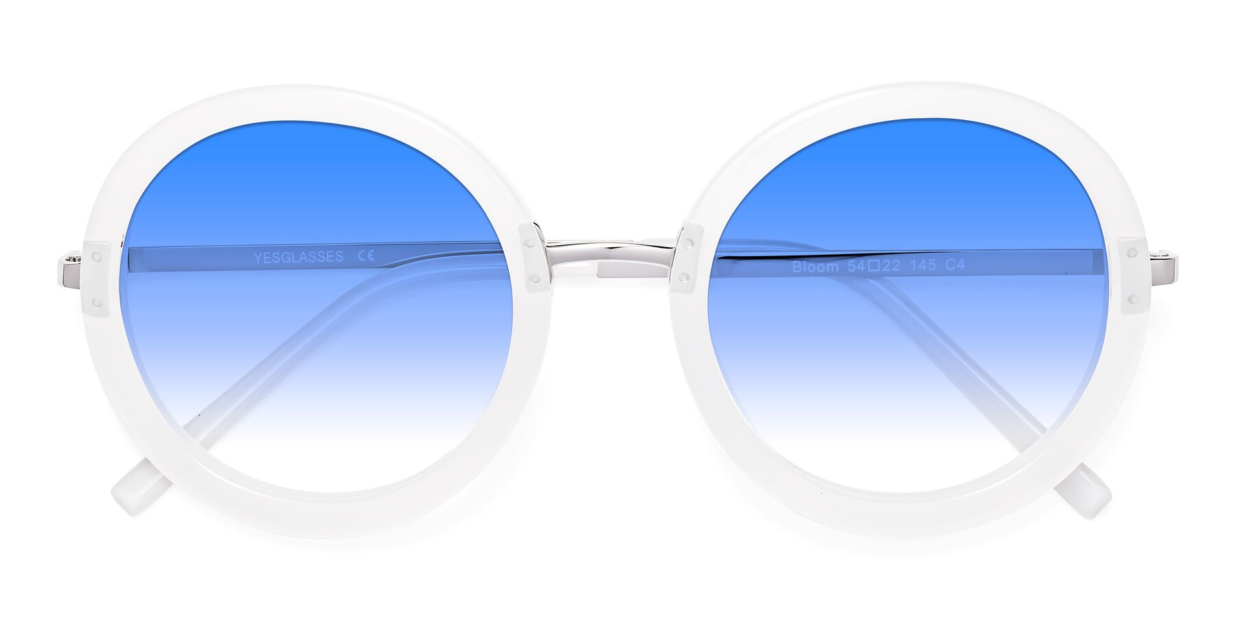 Folded Front of Bloom in Transparent Glacier Grey with Blue Gradient Lenses