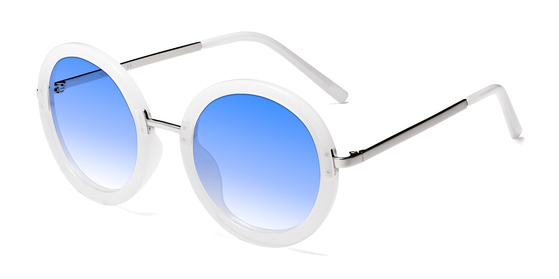 Angle of Bloom in Transparent Glacier Grey with Blue Gradient Lenses
