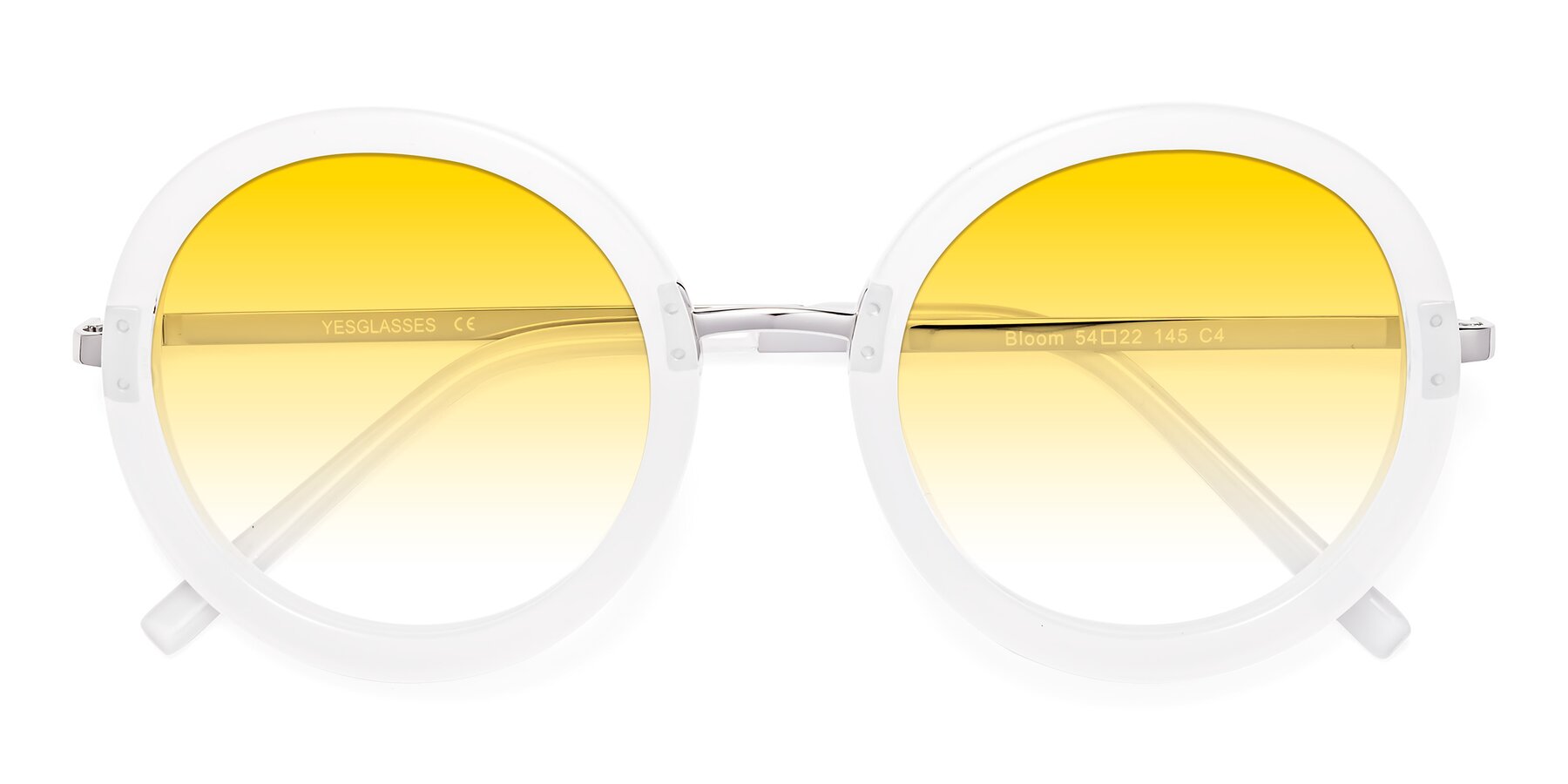 Folded Front of Bloom in Transparent Glacier Grey with Yellow Gradient Lenses