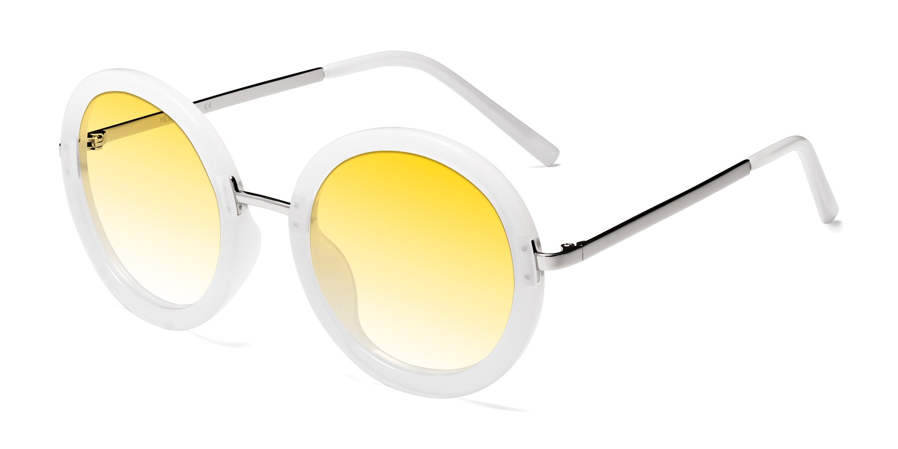 Angle of Bloom in Transparent Glacier Grey with Yellow Gradient Lenses