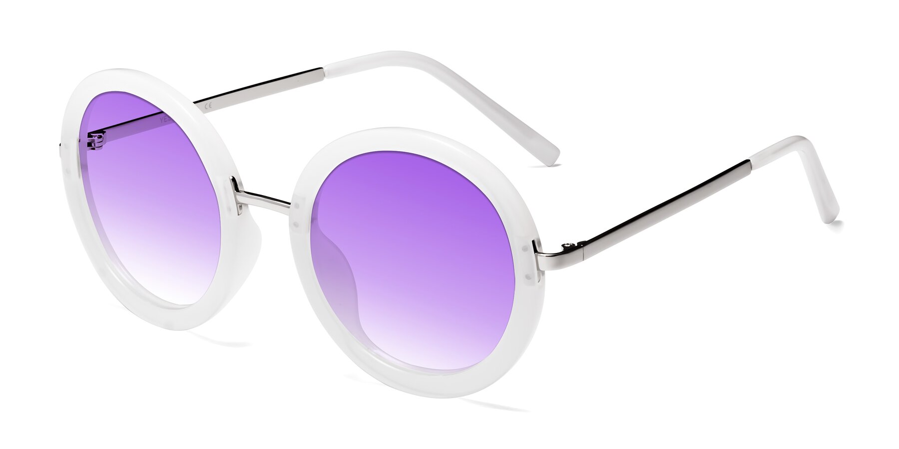 Angle of Bloom in Transparent Glacier Grey with Purple Gradient Lenses