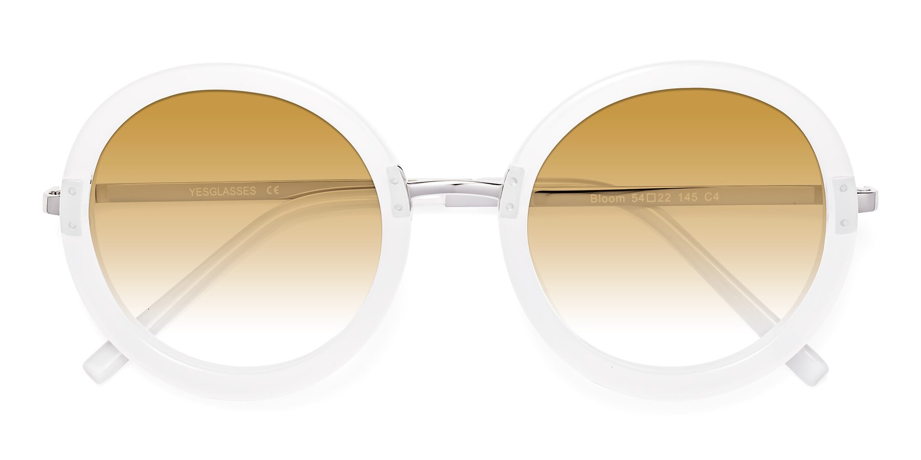 Folded Front of Bloom in Transparent Glacier Grey with Champagne Gradient Lenses