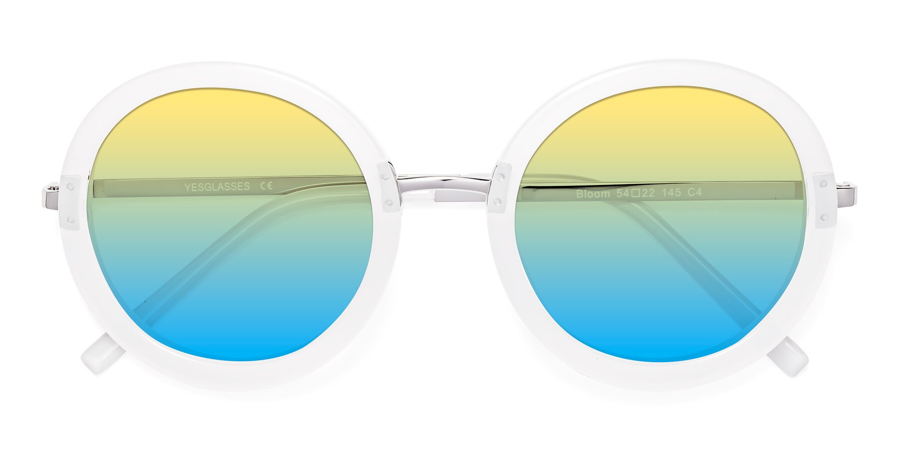 Folded Front of Bloom in Transparent Glacier Grey with Yellow / Blue Gradient Lenses