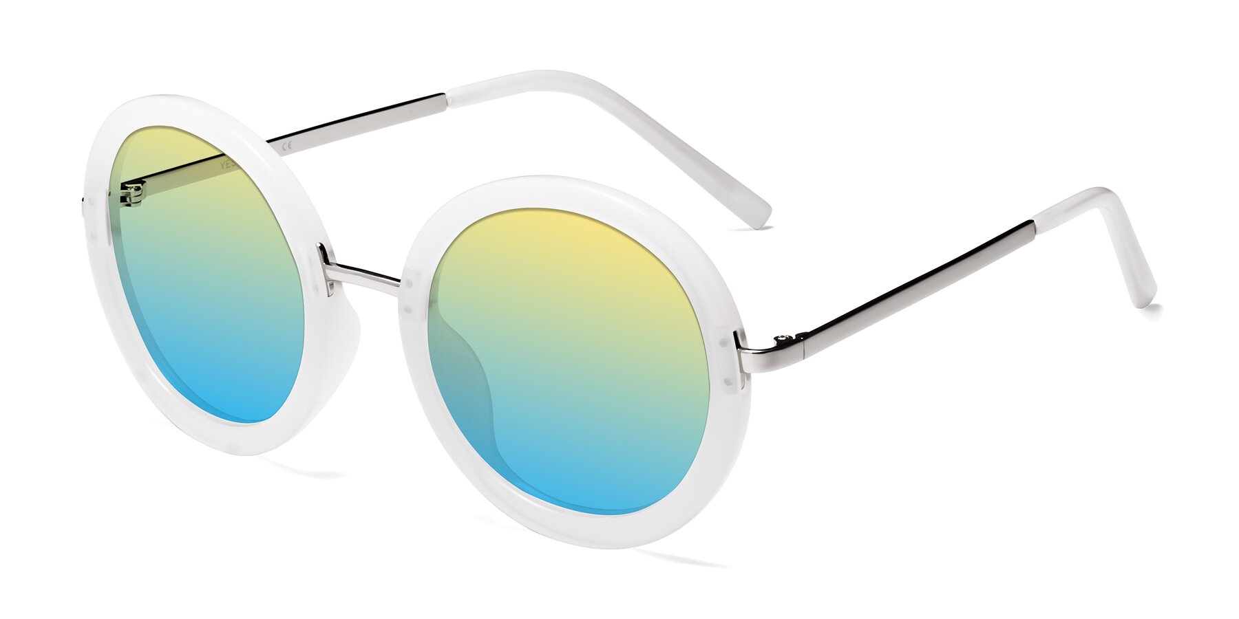 Angle of Bloom in Transparent Glacier Grey with Yellow / Blue Gradient Lenses
