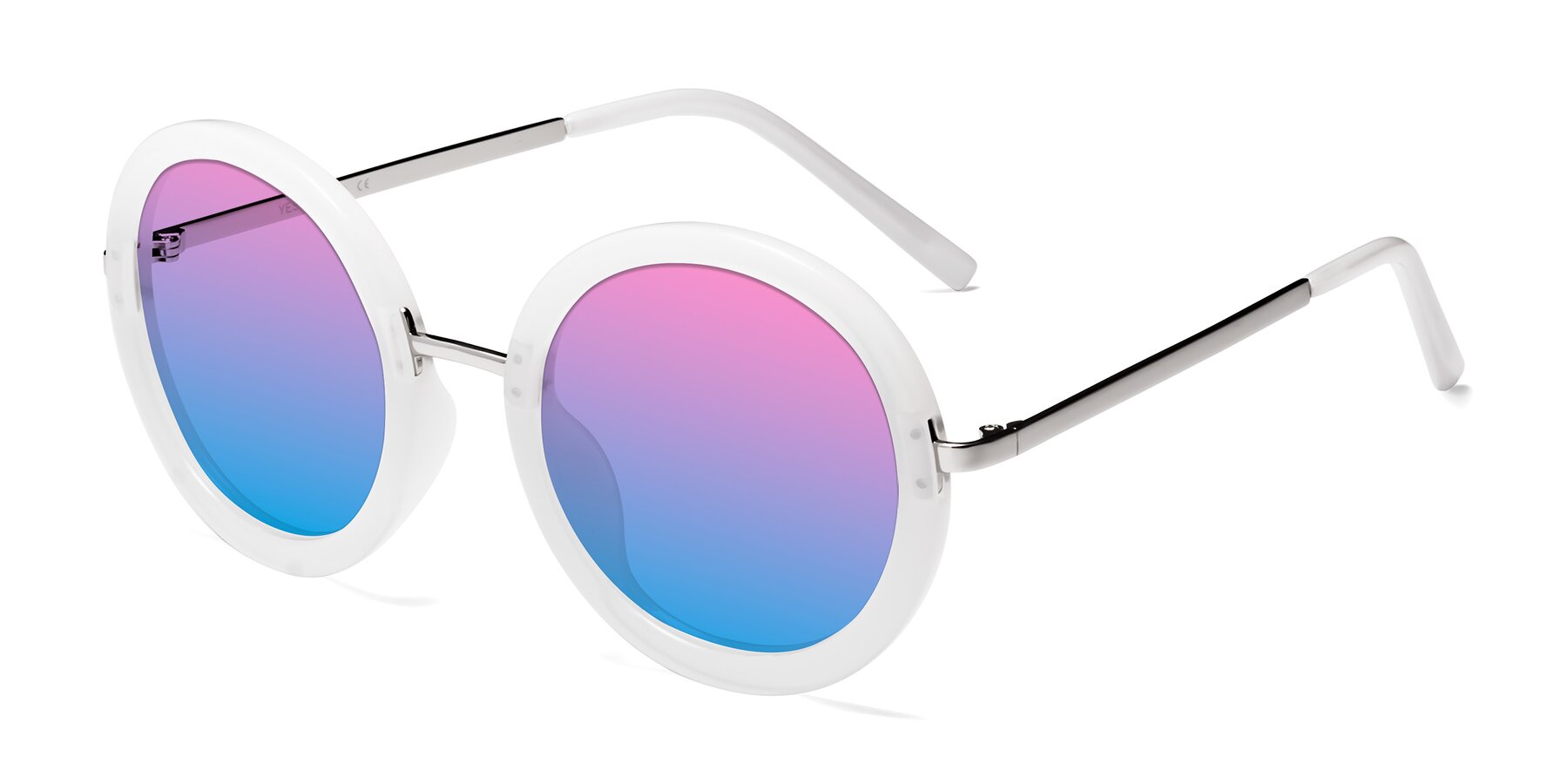 Angle of Bloom in Transparent Glacier Grey with Pink / Blue Gradient Lenses