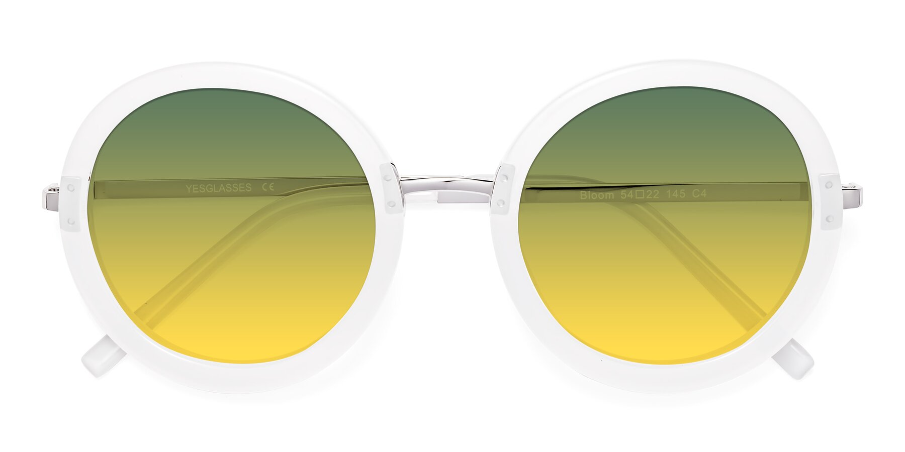 Folded Front of Bloom in Transparent Glacier Grey with Green / Yellow Gradient Lenses
