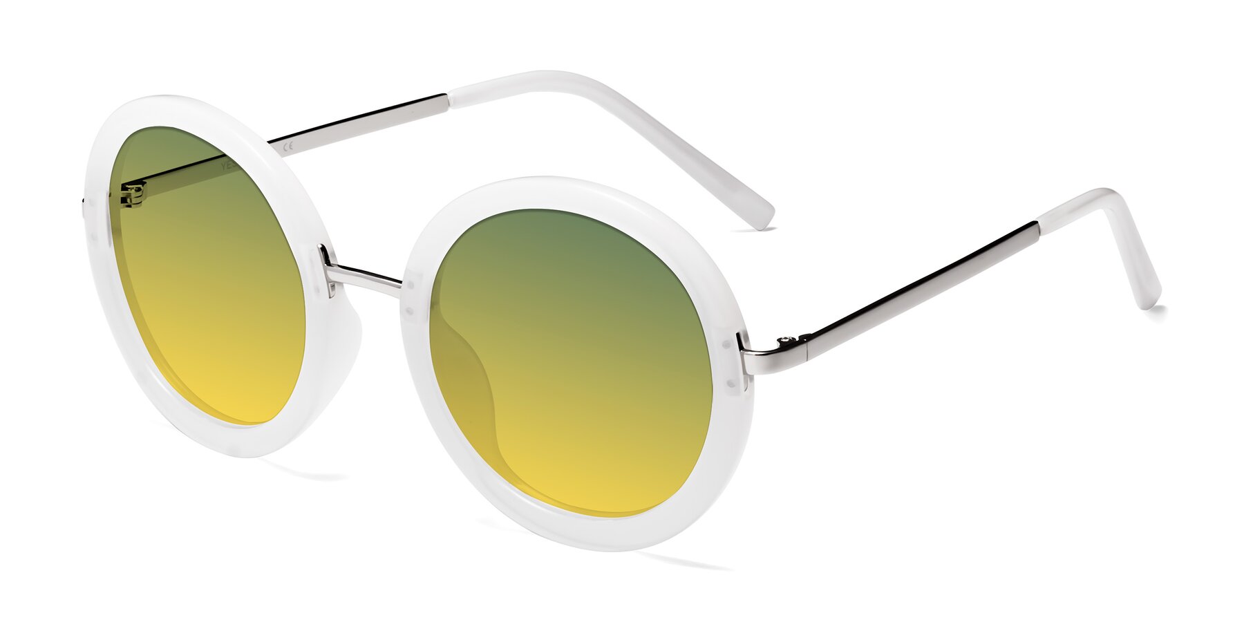 Angle of Bloom in Transparent Glacier Grey with Green / Yellow Gradient Lenses