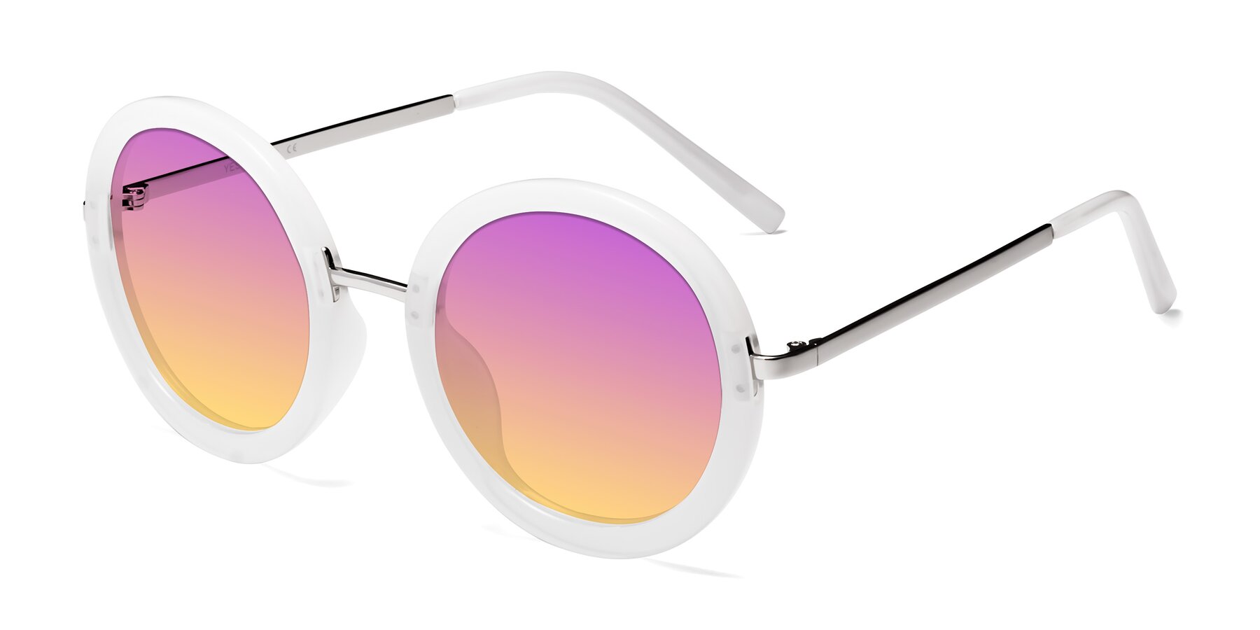 Angle of Bloom in Transparent Glacier Grey with Purple / Yellow Gradient Lenses