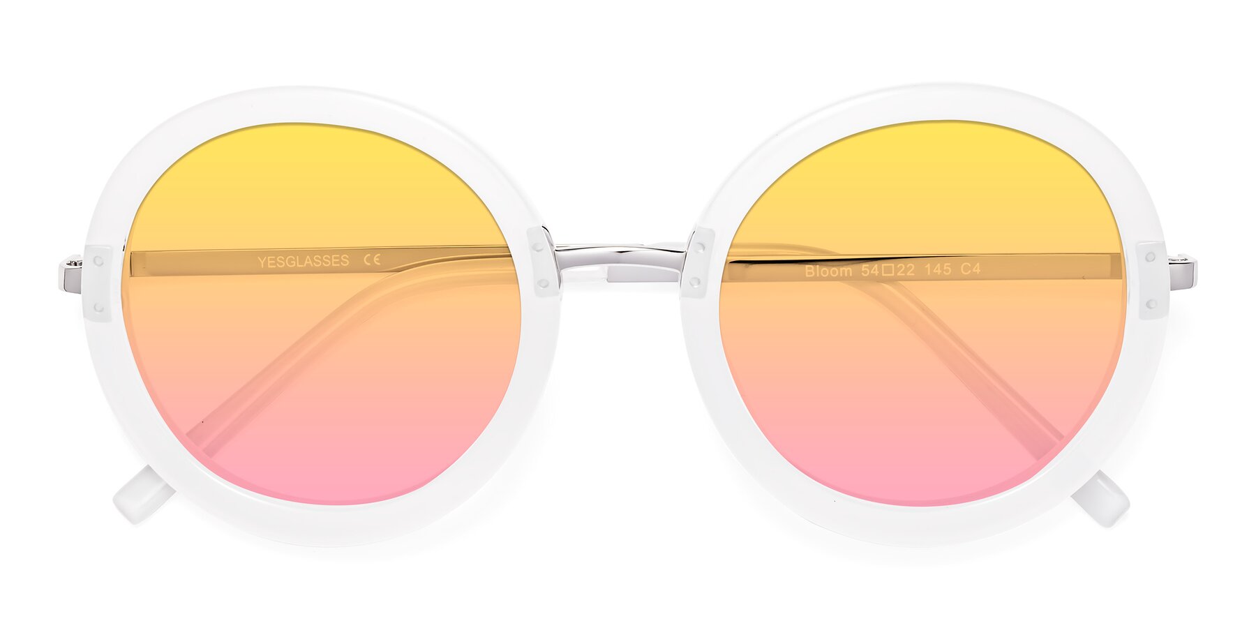 Folded Front of Bloom in Transparent Glacier Grey with Yellow / Pink Gradient Lenses