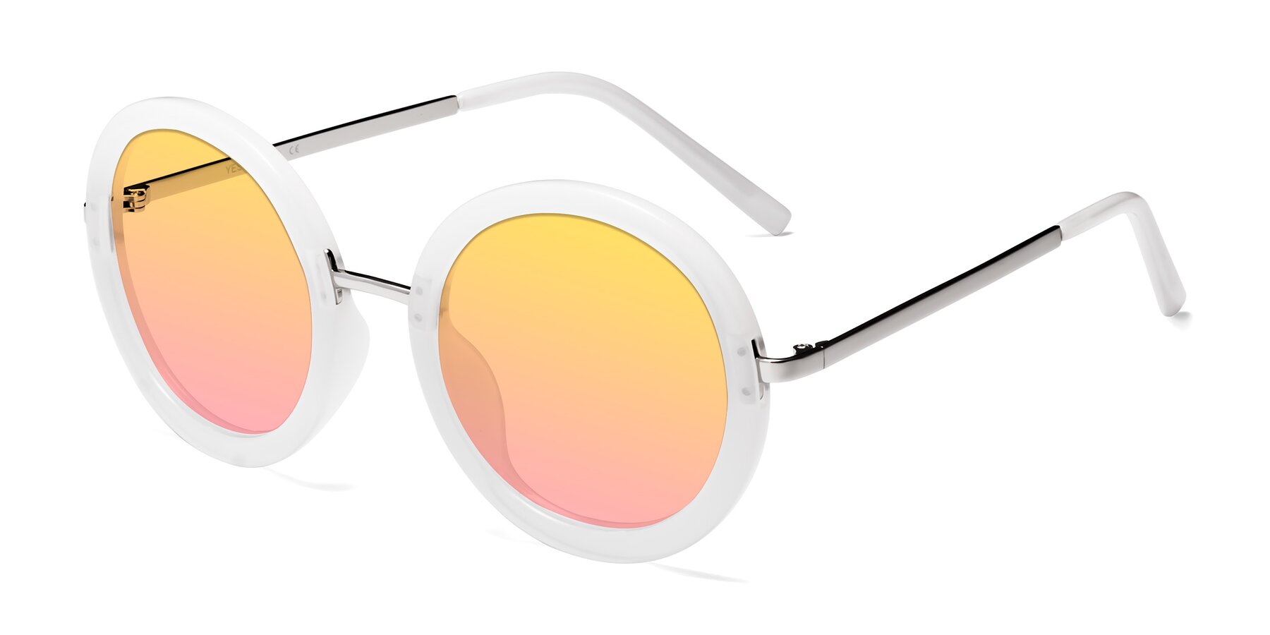 Angle of Bloom in Transparent Glacier Grey with Yellow / Pink Gradient Lenses
