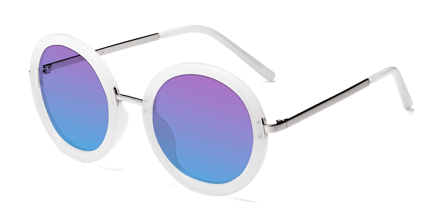 Angle of Bloom in Transparent Glacier Grey with Purple / Blue Gradient Lenses
