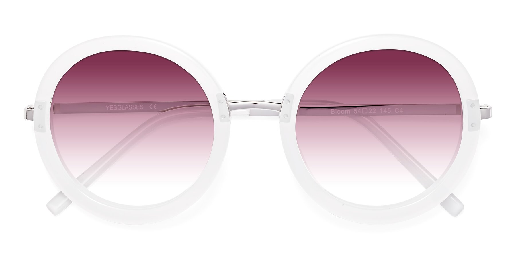 Folded Front of Bloom in Transparent Glacier Grey with Wine Gradient Lenses