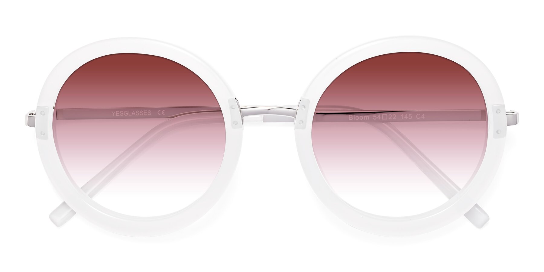 Folded Front of Bloom in Transparent Glacier Grey with Garnet Gradient Lenses