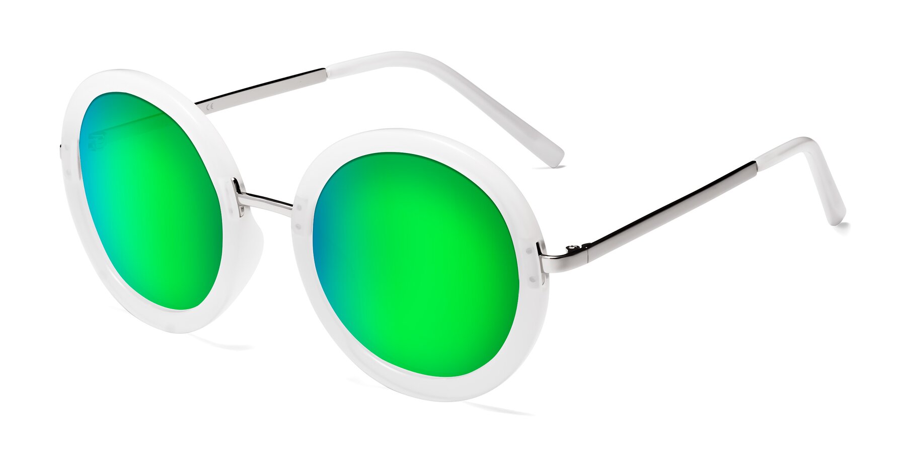 Angle of Bloom in Transparent Glacier Grey with Green Mirrored Lenses