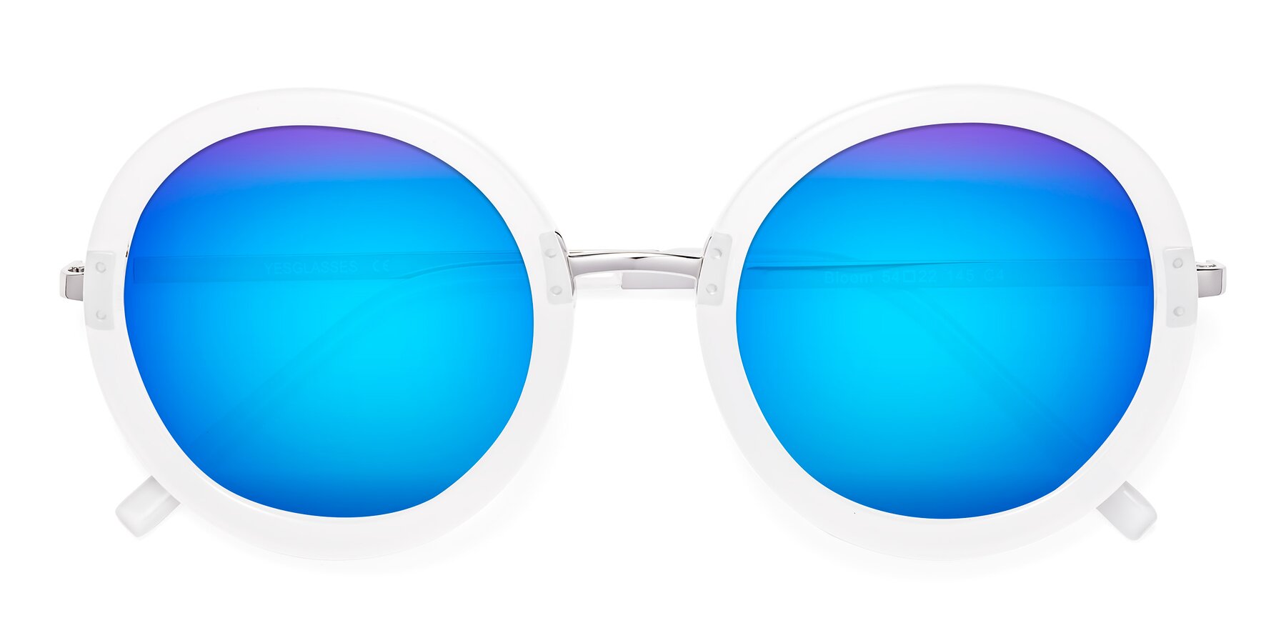 Folded Front of Bloom in Transparent Glacier Grey with Blue Mirrored Lenses