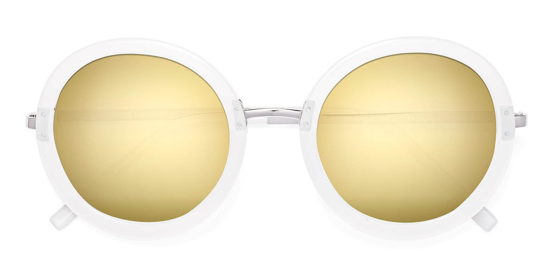 Folded Front of Bloom in Transparent Glacier Grey with Gold Mirrored Lenses