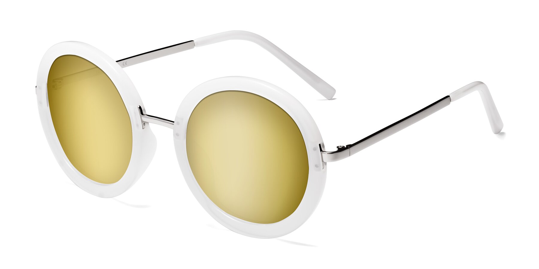 Angle of Bloom in Transparent Glacier Grey with Gold Mirrored Lenses