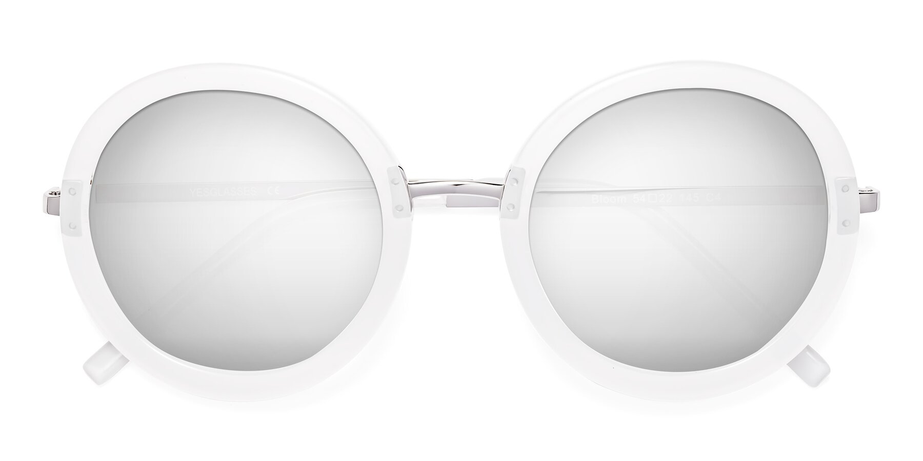 Folded Front of Bloom in Transparent Glacier Grey with Silver Mirrored Lenses