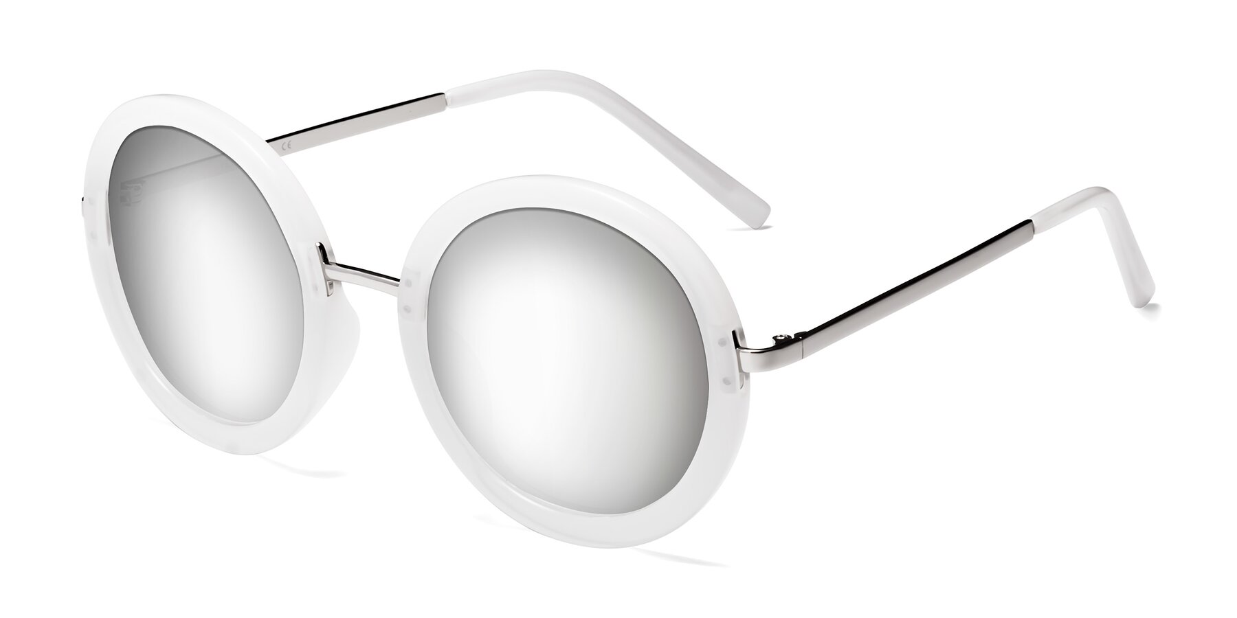 Angle of Bloom in Transparent Glacier Grey with Silver Mirrored Lenses