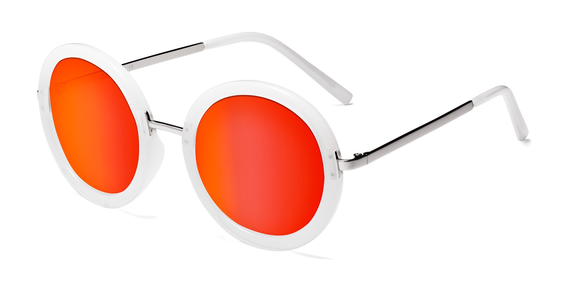 Angle of Bloom in Transparent Glacier Grey with Red Gold Mirrored Lenses