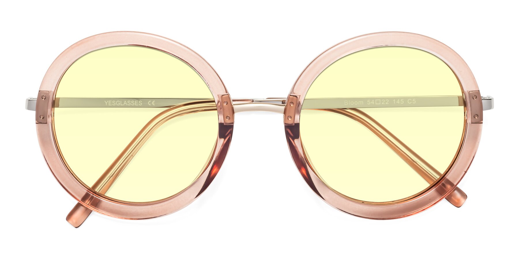 Folded Front of Bloom in Caramel with Light Yellow Tinted Lenses